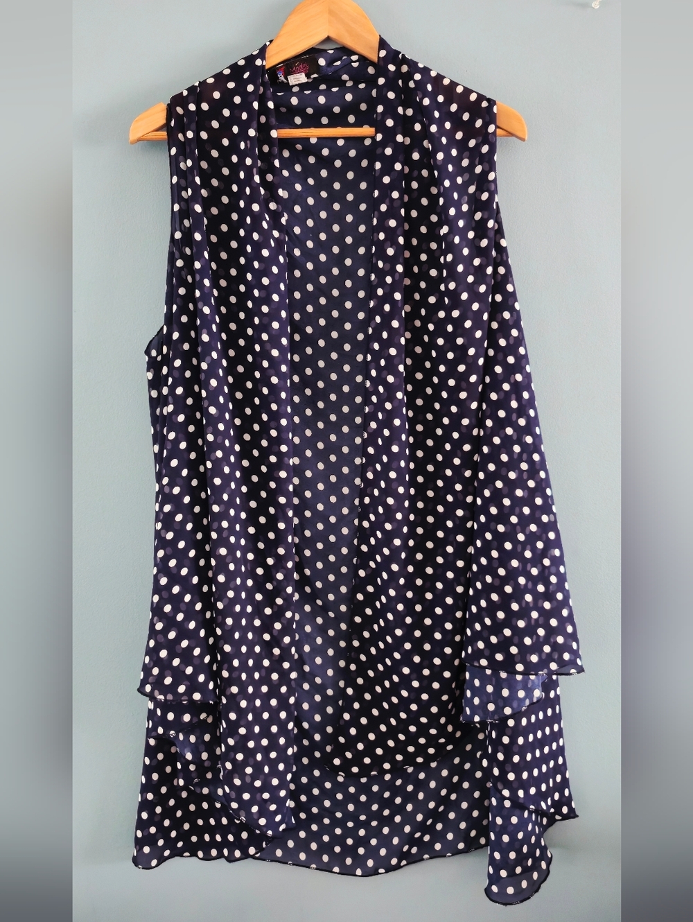 Plus Size Beach Wear Cover Up Blue With White Polka Dots